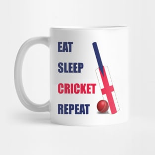 Eat Sleep Cricket Repeat England Flag Cricket Bat Mug